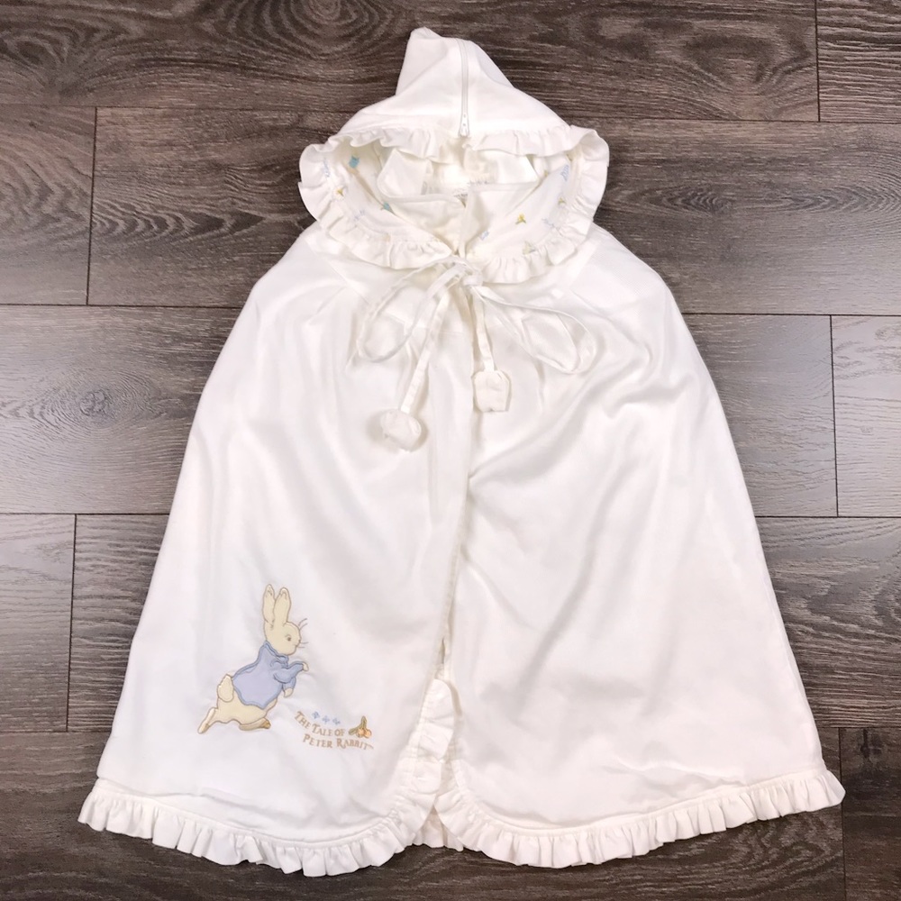 The Tale Of Peter Rabbit Kids Vintage White Corduroy Hooded Cape Toddler 1 Size
